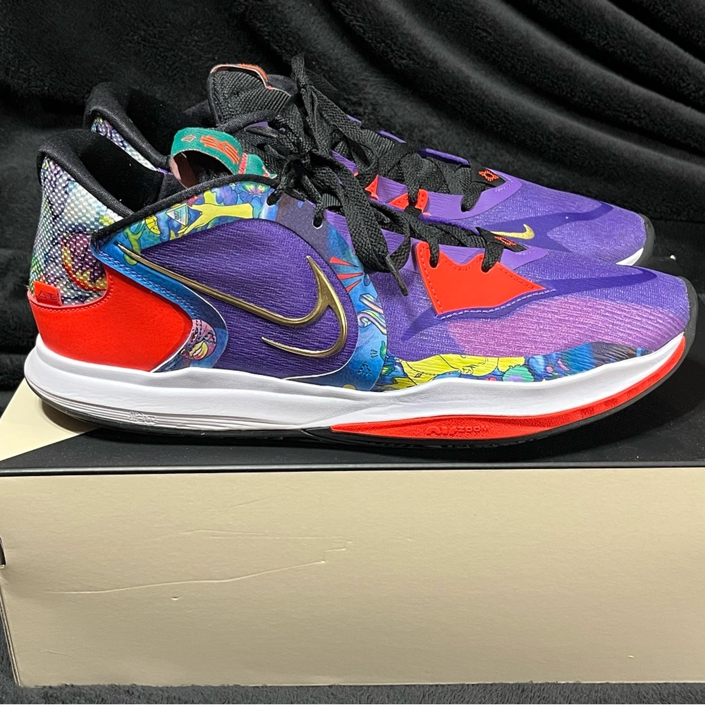 Nike Kyrie Low 5 Black, Purple and Metallic Gold Sneakers